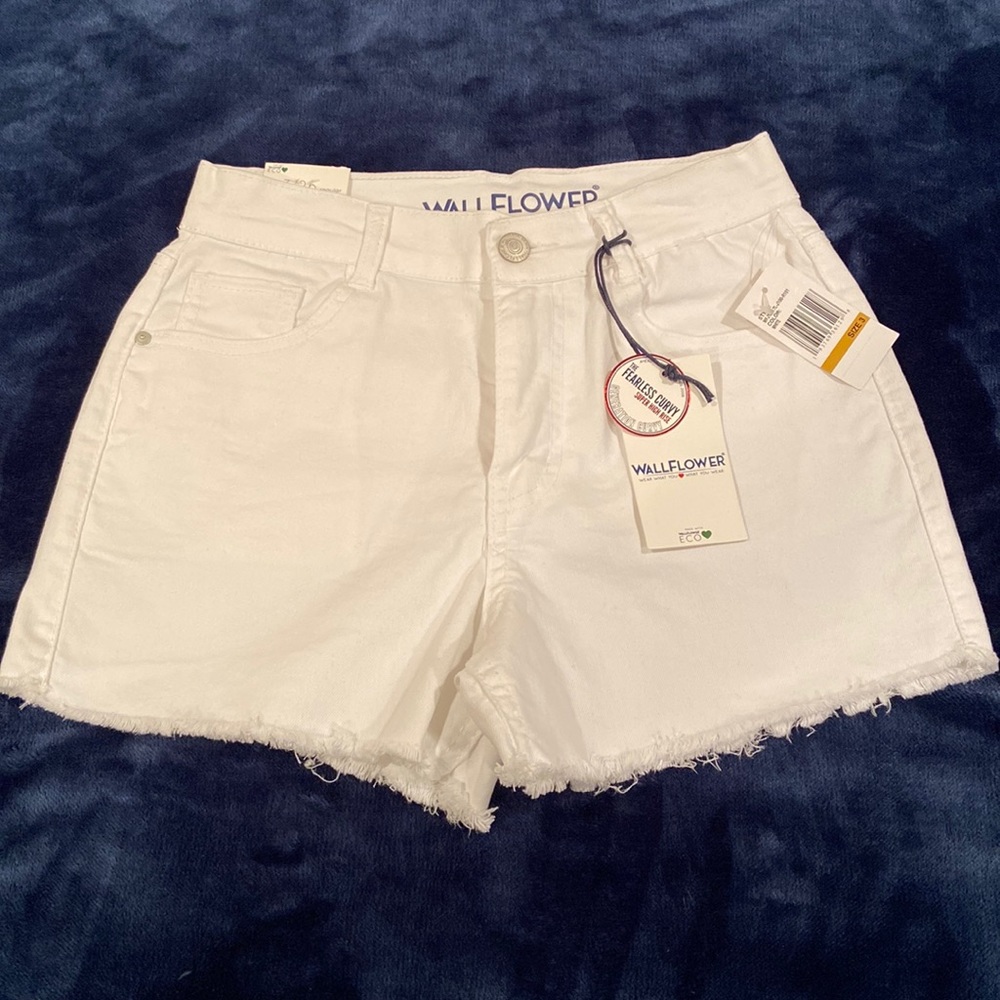 Wallflower Super High Rise White Jean Shorts